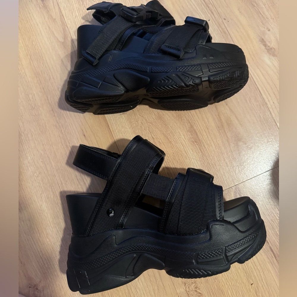 Platform Sport Sandals for Women - Black - Picture 6 of 8